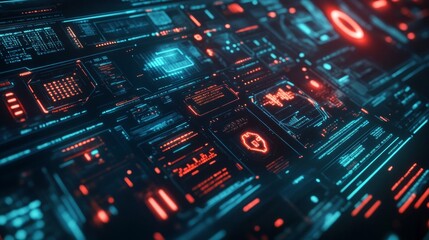 Poster - Futuristic Interface. Advanced Network Security and Digital Protection