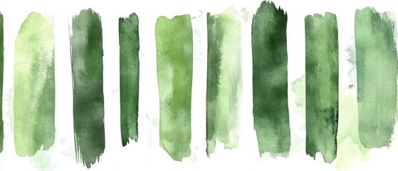 Poster - Hand-Drawn Green Watercolor Stripes. Artistic Strokes for Design Projects