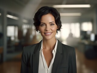 Portrait Attractive confident business woman in business professional working office