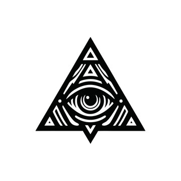 eye triangle logo icon design black white