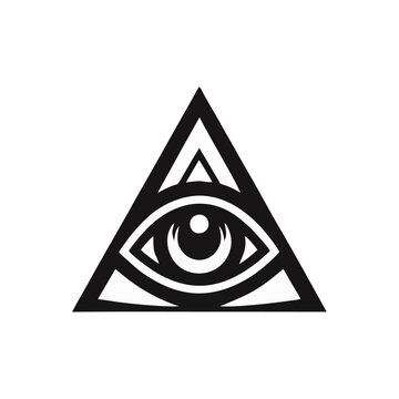 eye triangle logo icon design black white
