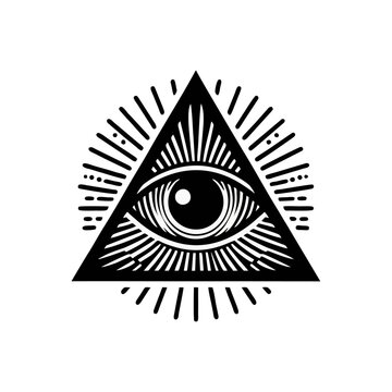 eye triangle logo icon design black white