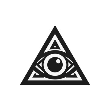 eye triangle logo icon design black white