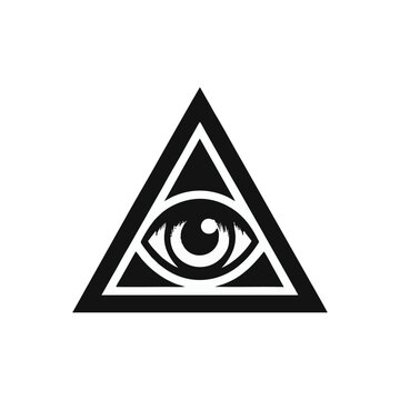 eye triangle logo icon design black white