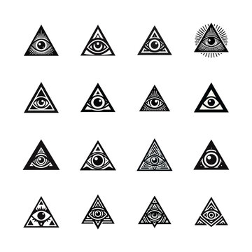 eye triangle logo icon design black white