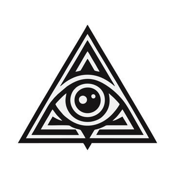 eye triangle logo icon design black white