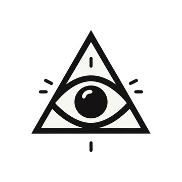 eye triangle logo icon design black white
