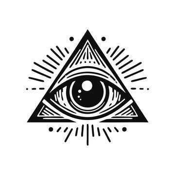 eye triangle logo icon design black white