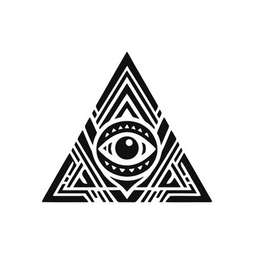 eye triangle logo icon design black white