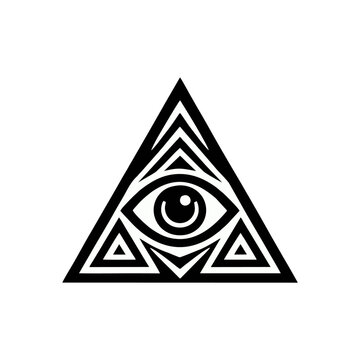eye triangle logo icon design black white