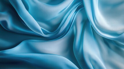 Aufkleber - Delicate aquamarine silk fabric draped with gentle folds flowing gracefully