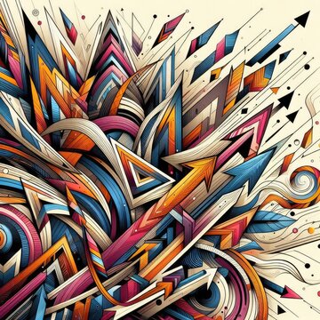 arrow, background, banner, card, poster, template. illustration, avant garde colour