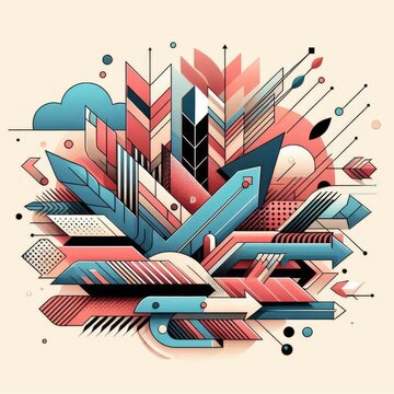 arrow, background, banner, card, poster, template. illustration, avant garde colour