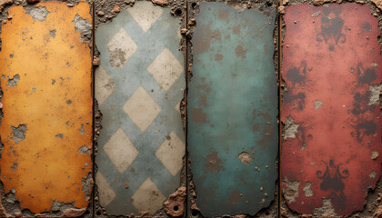 Wall Mural - seamless artistic texture featuring distressed patterns with natural colors, soft lighting, high res