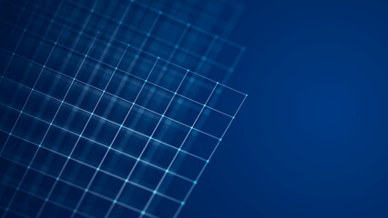 Leinwandbilder - 3D cube of lines and dots. Wireframe polygonal element on dark background. Science and technology. 3d rendering