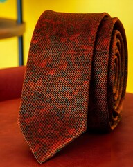 Elegant orange patterned tie on a stylish background