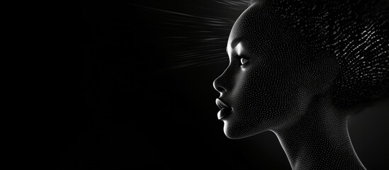 Poster - Abstract profile silhouette, digital art, black background, textured features
