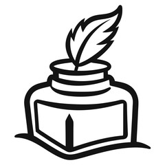 Hand Drawn Inkwell Vector icon on white background