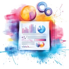 Poster - Watercolor Business Charts and Graphs