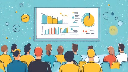 Poster - Audience Looking at Data Presentation Charts Graphs