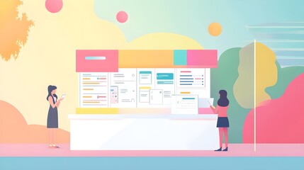 Poster - Businesswomen Analyzing Data and Charts on a Whiteboard