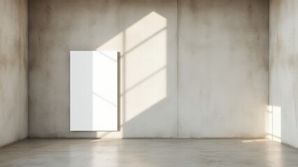 Canvas Print - A blank canvas hangs on a white wall, bathed in the soft glow of natural light.