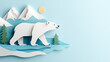 © Jiraphat.N - Exploring the majestic polar bear in a serene mountain landscape a whimsical paper art representation