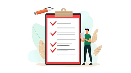 Poster - Man Checking Off To Do List on Clipboard