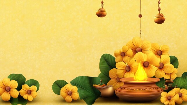 Telugu text greeting for Bathukamma with decorative yellow floral background and festive design.