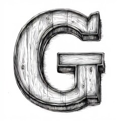 Poster - Handdrawn letter G a clean simple design in black and white perfect for kids' alphabet learning and coloring