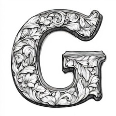Poster - Handdrawn letter G a clean simple design in black and white perfect for kids' alphabet learning and coloring