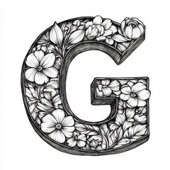 Poster - Handdrawn letter G a clean simple design in black and white perfect for kids' alphabet learning and coloring