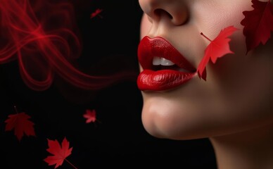 woman with lips and makeup. Red Lipstick . lipstick product photography,  Red Lipstick on lips , close-up of lips , woman with red lips