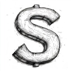 Poster - Handdrawn letter S a simple black outline on white background perfect for kids to color and learn the alphabet