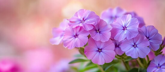 Wall Mural - Close-up of delicate pink flowers with soft, blurry background.