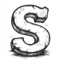 Poster - Handdrawn letter S a simple black outline on white background perfect for kids to color and learn the alphabet