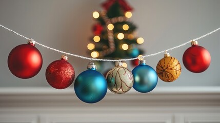 Poster - Day of Christmas decoration, flag garland with ornament.