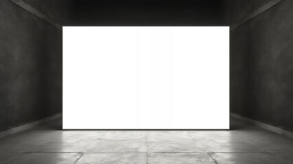 Wall Mural - Blank white screen in a dark room.