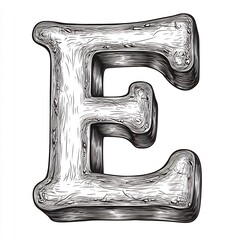 Poster - Simple handdrawn letter E black outline on white background ideal for young kids to color and practice the alphabet