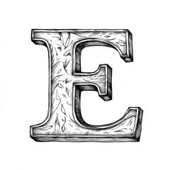 Fototapete - Simple handdrawn letter E black outline on white background ideal for young kids to color and practice the alphabet