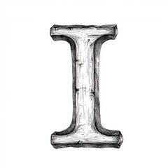 Poster - Simple handdrawn letter I a clean black outline on white background perfect for kids' alphabet learning and coloring activities