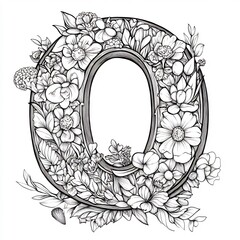 Poster - Simple handdrawn letter Q black and white designed for kids to color and learn the alphabet