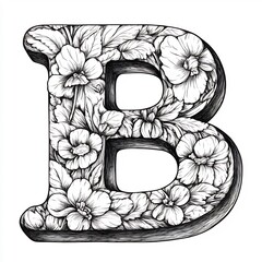 Poster - Letter B in a simple easytocolor design for kids Handdrawn black and white outline on a white background ideal for learning the alphabet