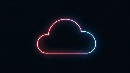 Poster - Neon cloud icon glowing in the dark.