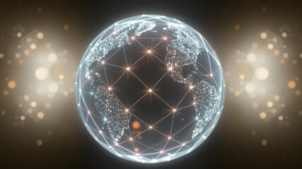 Poster - Abstract glowing globe with a network of lines and dots