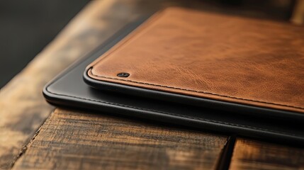 Brown Leather Case on a Tablet Surface