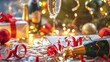 © pasakorn - New Year decorations in the background like streamers, champagn