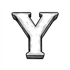 Poster - Letter Y in a simple clean black outline on white background perfect for kids to color and learn the alphabet