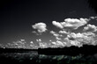 © ell - Single white cloud isolated on black background and texture. Brush cloud black background. dark cloud.