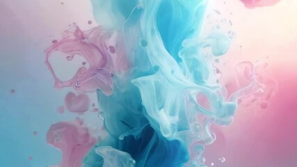 Poster - Abstract animation with smooth organic shapes where colored streams of blue and pink blend together. The composition is reminiscent of liquid colors, creating a sense of fluidity and vibrancy